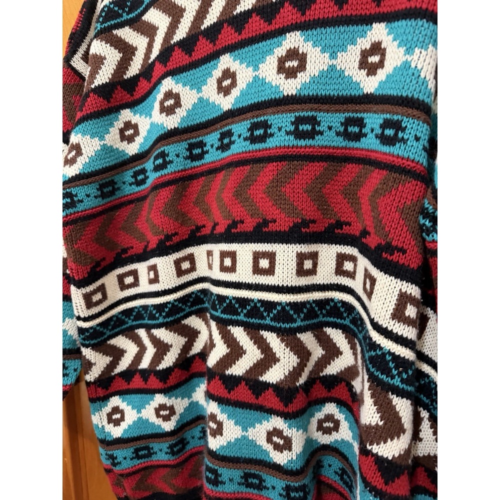 VTG 80s 90s Croquet Club Geometric Knit Jumper Sweater Large Coogi Style Cosby - Picture 2 of 9
